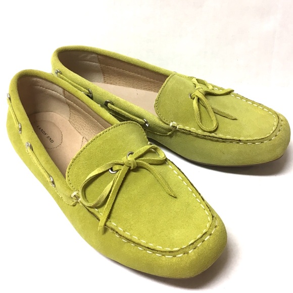 Lands End Suede Leaf Green Loafers 8 